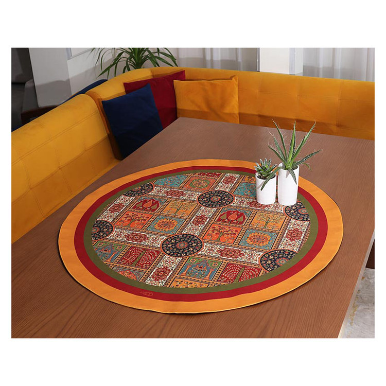 رومیزی مخمل طرح چهارفصل (آستر ساتن)