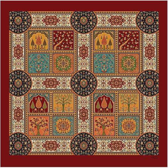 رومیزی مخمل طرح چهارفصل (آستر ساتن)
