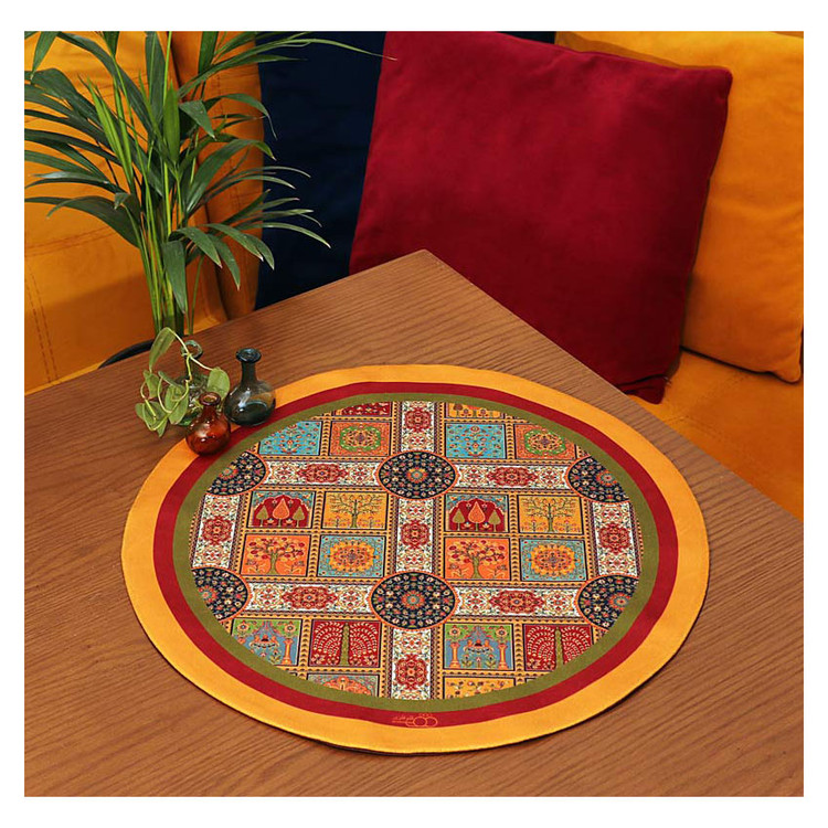 رومیزی مخمل طرح چهارفصل (آستر ساتن)