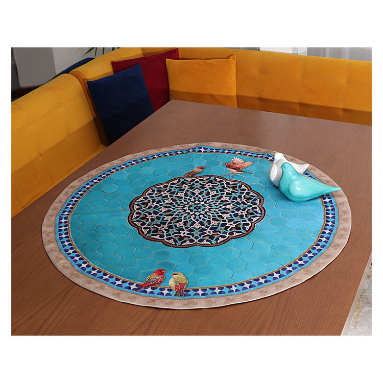 رومیزی مخمل طرح حوض فیروزه (آستر ساتن)