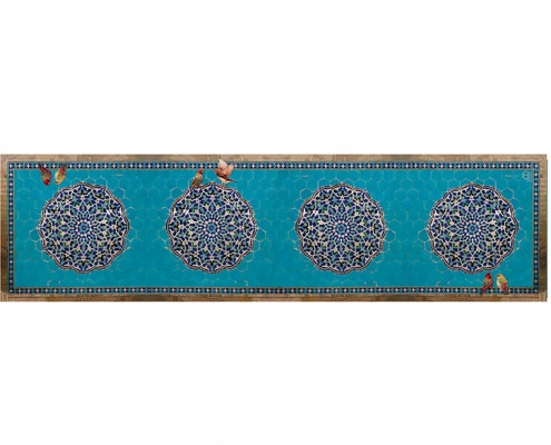 رومیزی مخمل طرح حوض فیروزه (آستر ساتن)
