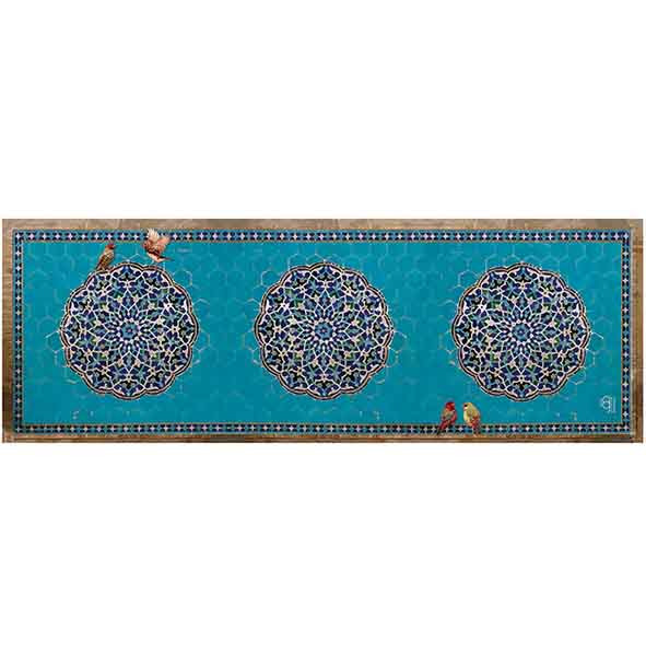 رومیزی مخمل طرح حوض فیروزه (آستر ساتن)