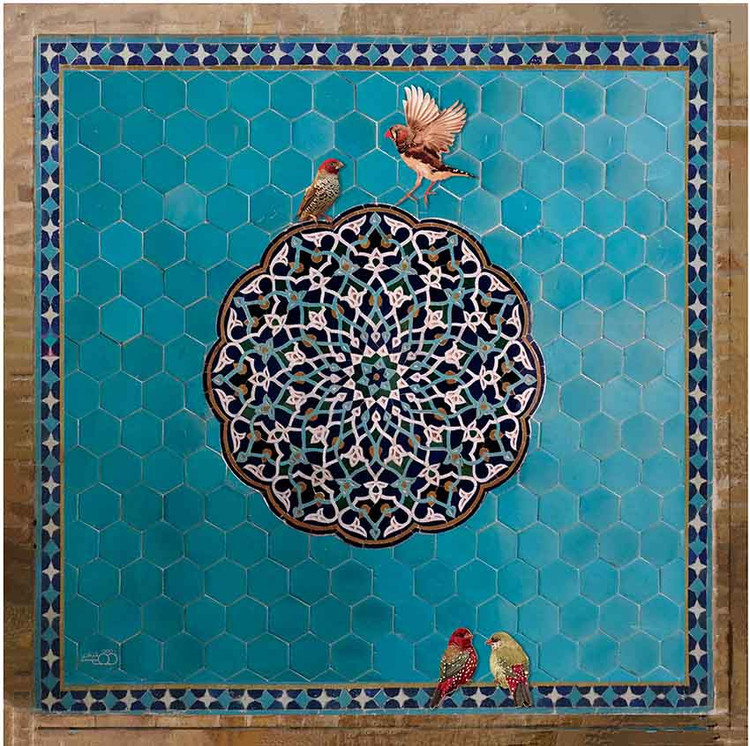 رومیزی مخمل طرح حوض فیروزه (آستر ساتن)