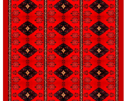 رومیزی مخمل طرح دشت شقایق (آستر ساتن)