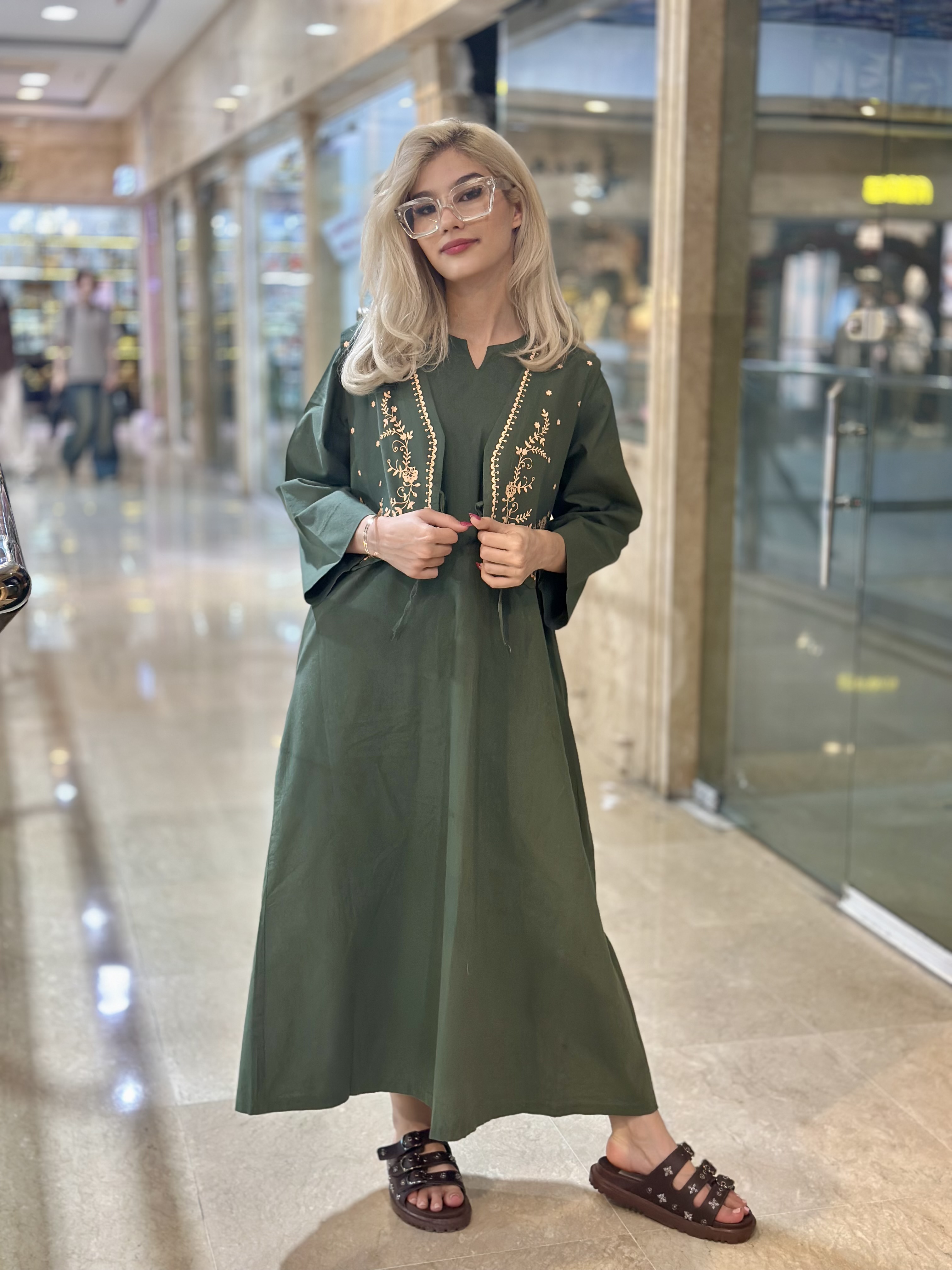 پیراهن جلیقه کتان زنانه مدل نوبهار