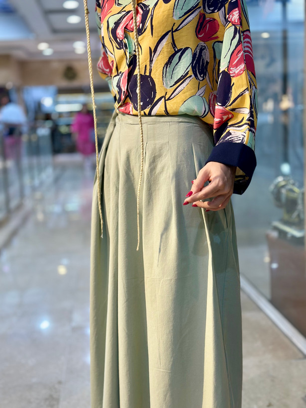 دامنشلواری ساده زنانه نخی مدل رها