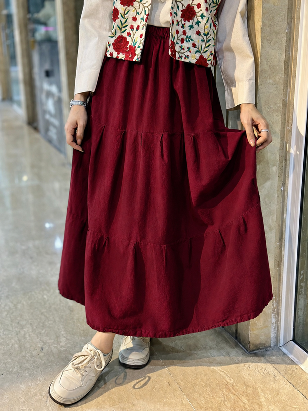 دامن چیندار بلند الیافی مدل چینه