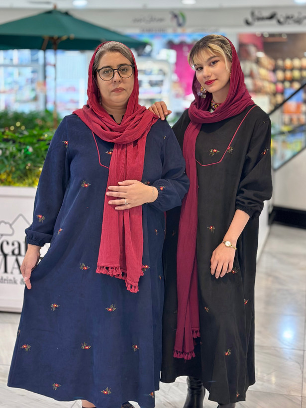 پیراهن مخمل بلند زنانه گلدوزی شده مدل بوته