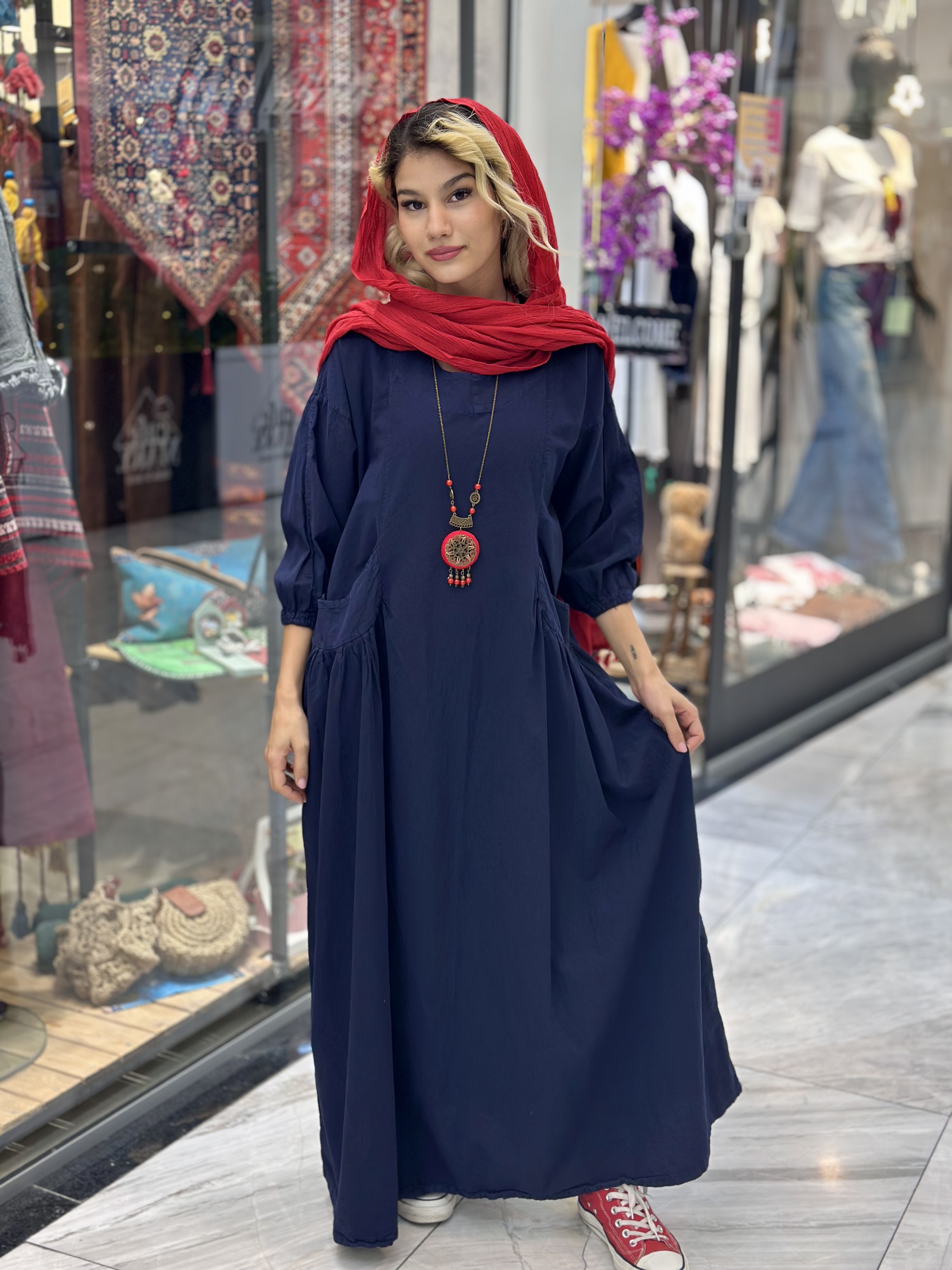 پیراهن بلند الیافی زنانه مدل دلارا