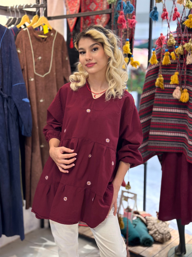 تونیک عروسکی الیافی گلدوزی شده مدل یاسمین